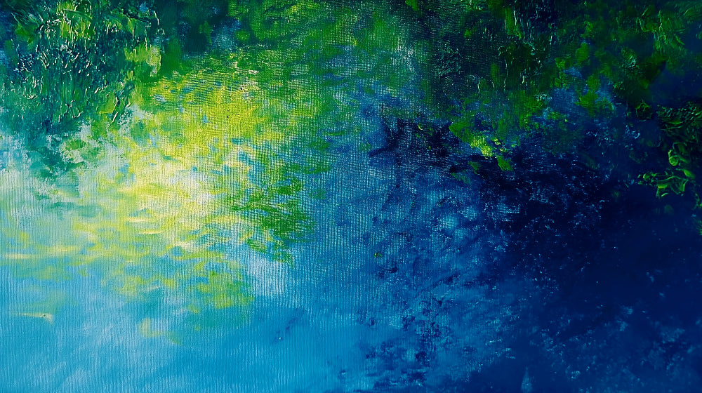 Blue and green watercolor abstract wallpaper design file showing fluid color transitions and artistic details