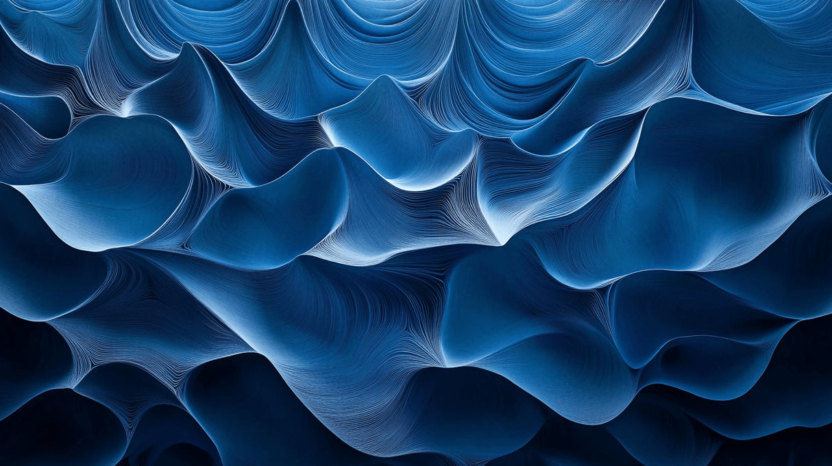 Blue neon wave wallpaper design file showing intricate pattern detail