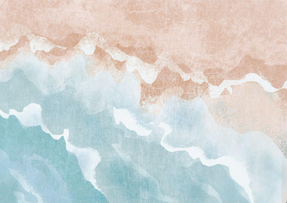 Watercolor design file showing detailed blush pink and turquoise abstract pattern