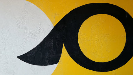 Abstract geometric wallpaper design file showing bold yellow and black curved pattern