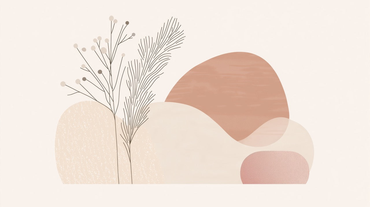 Botanical line art wallpaper design file showing delicate curves and natural shapes in terracotta tones