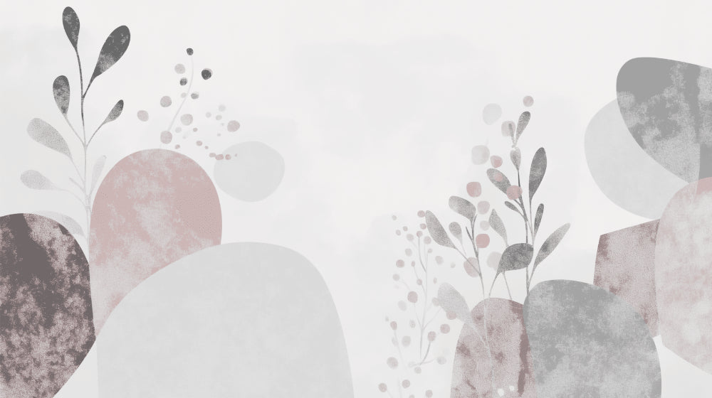 Botanical Shapes Abstract wallpaper design file showing pink and grey organic pattern detail