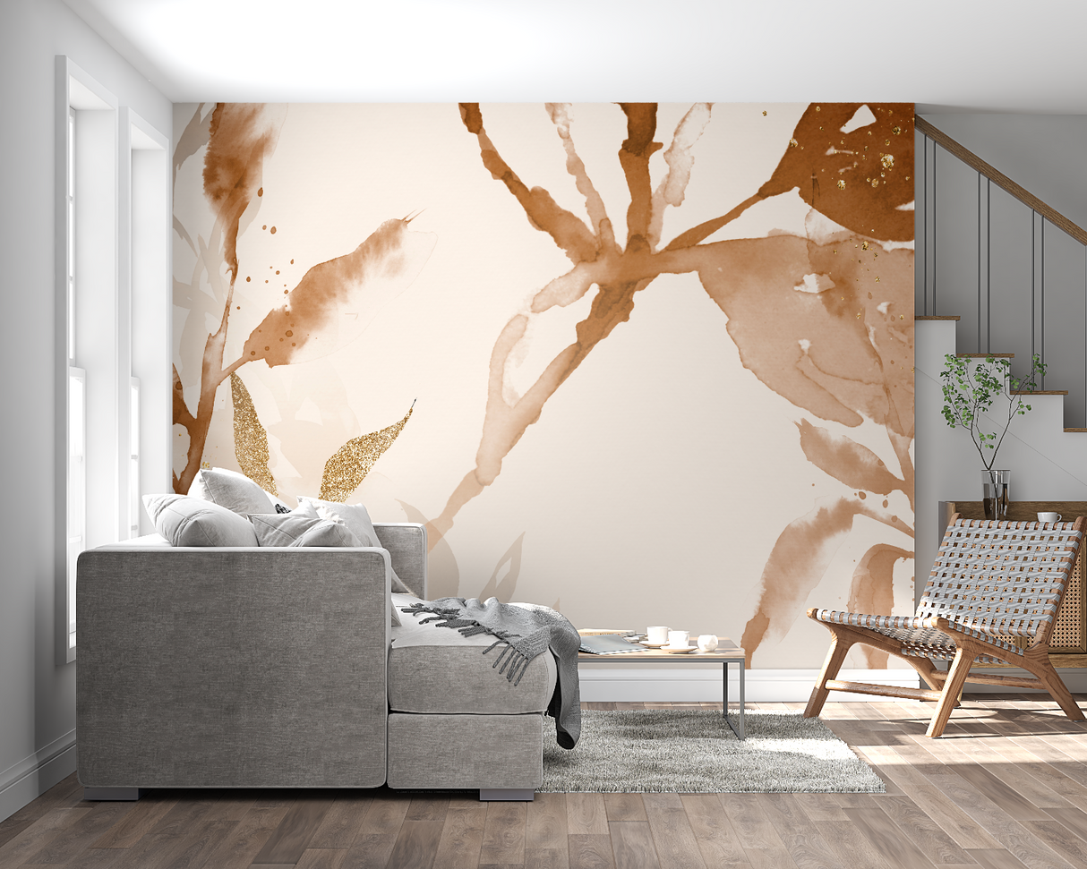 Modern abstract mural brightening hallway with minimalist decor