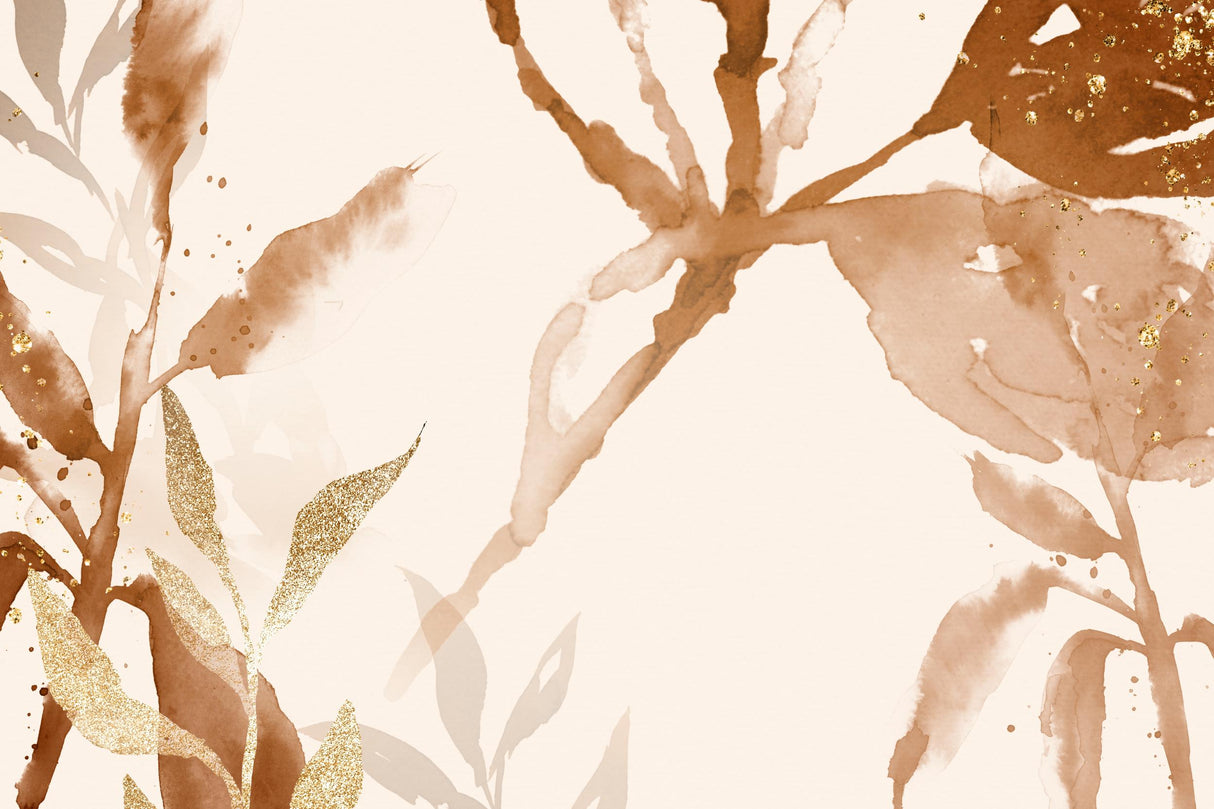 Brown and gold watercolor design file showing intricate pattern details and metallic accents