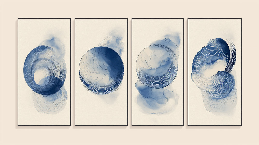 Abstract circular blue wave wallpaper design file showing fluid pattern and color detail