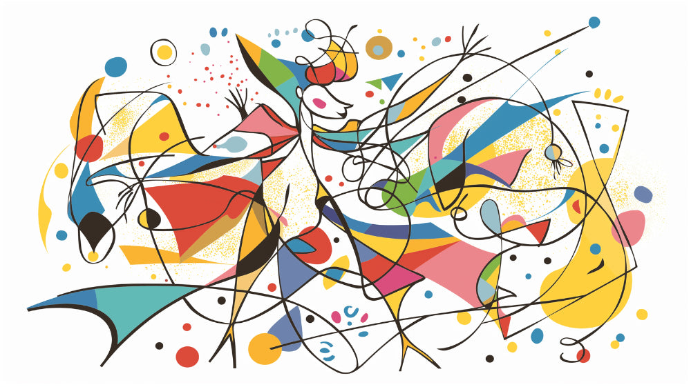 Colorful geometric pattern design file with dynamic shapes and gold accents