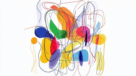 Colorful abstract line art design file showing flowing shapes and vibrant color palette