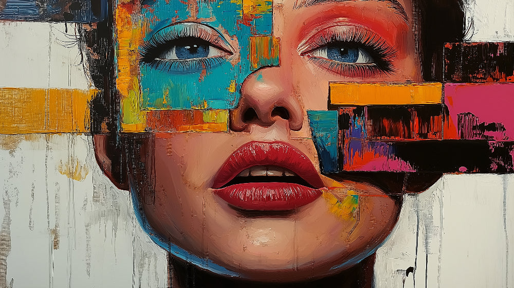 Abstract Face Portrait Wallpaper design file showing vibrant color blocks and artistic brushstrokes