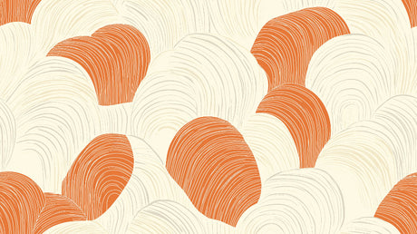 Abstract curved lines wallpaper design file featuring flowing orange patterns on beige background