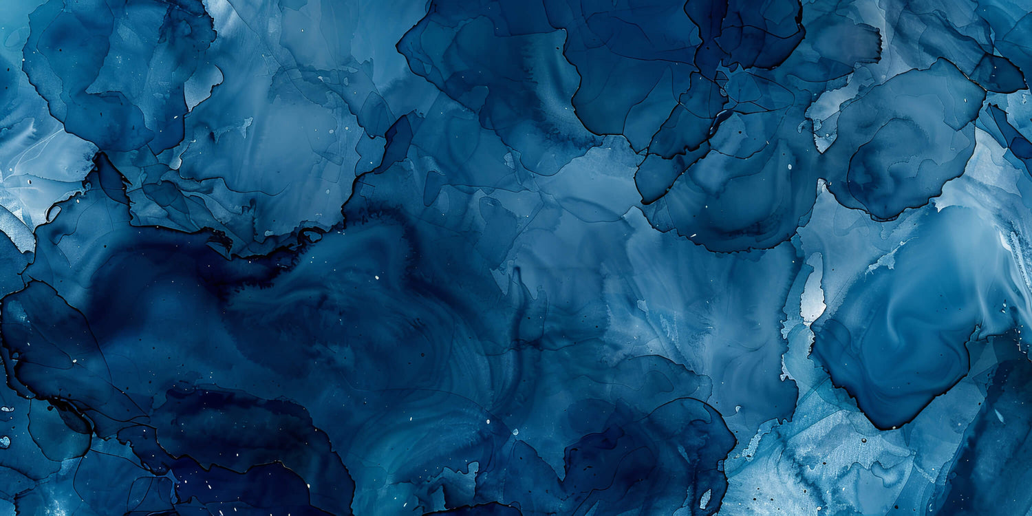 Abstract watercolor wallpaper design file showing deep blue tonal variations and fluid patterns
