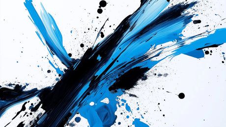 Abstract blue and black splash design file showing dynamic paint strokes and artistic pattern