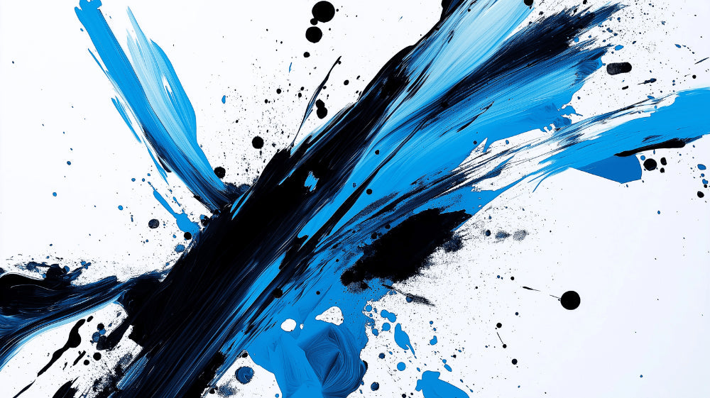 Abstract blue and black splash design file showing dynamic paint strokes and artistic pattern
