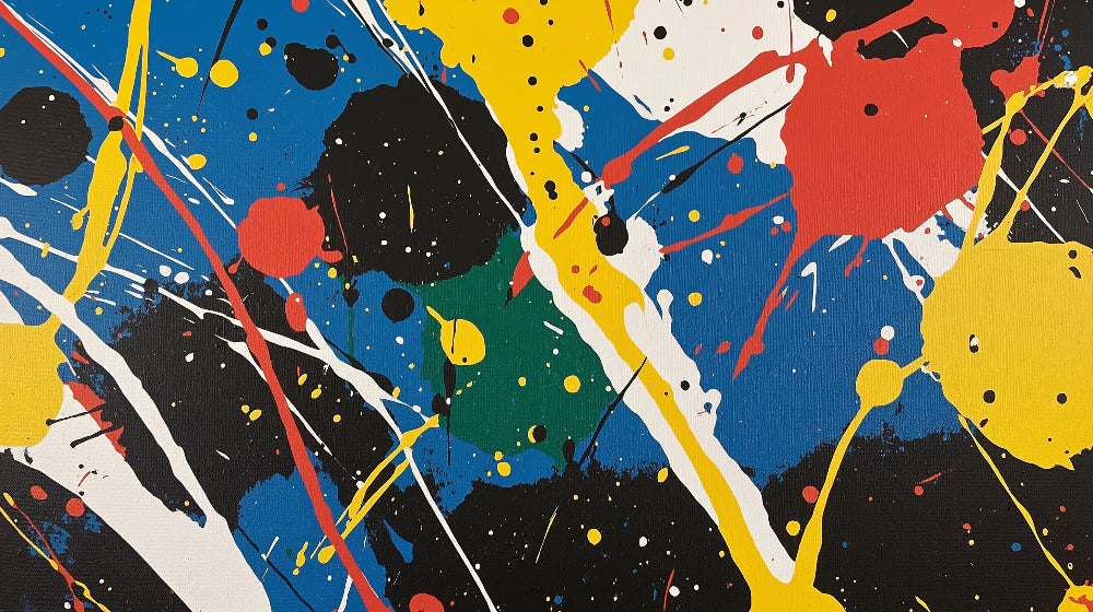 Abstract paint splash design file showing vibrant color pattern on black background