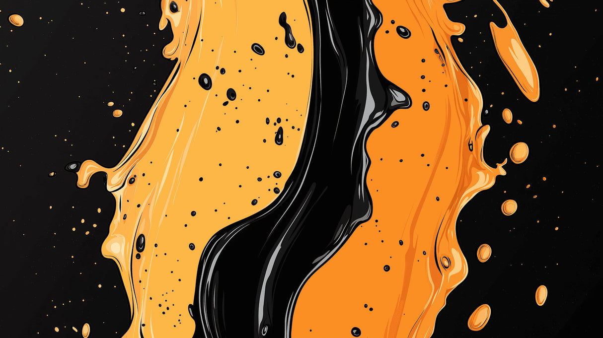 Abstract Orange and Black Fluid Art design file showing detailed flow pattern and droplet effects