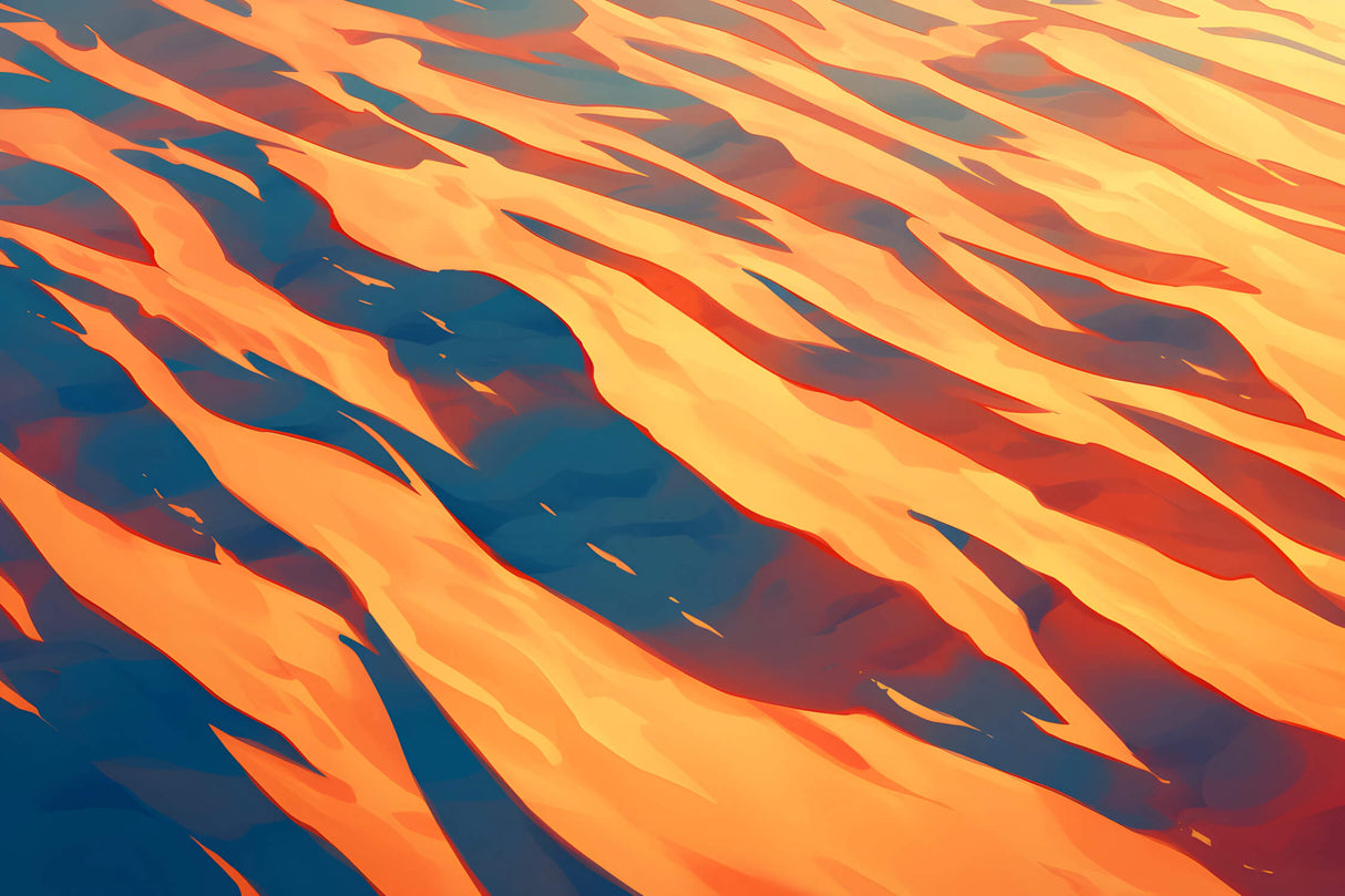 Design file of orange and blue abstract wave pattern showing full detail