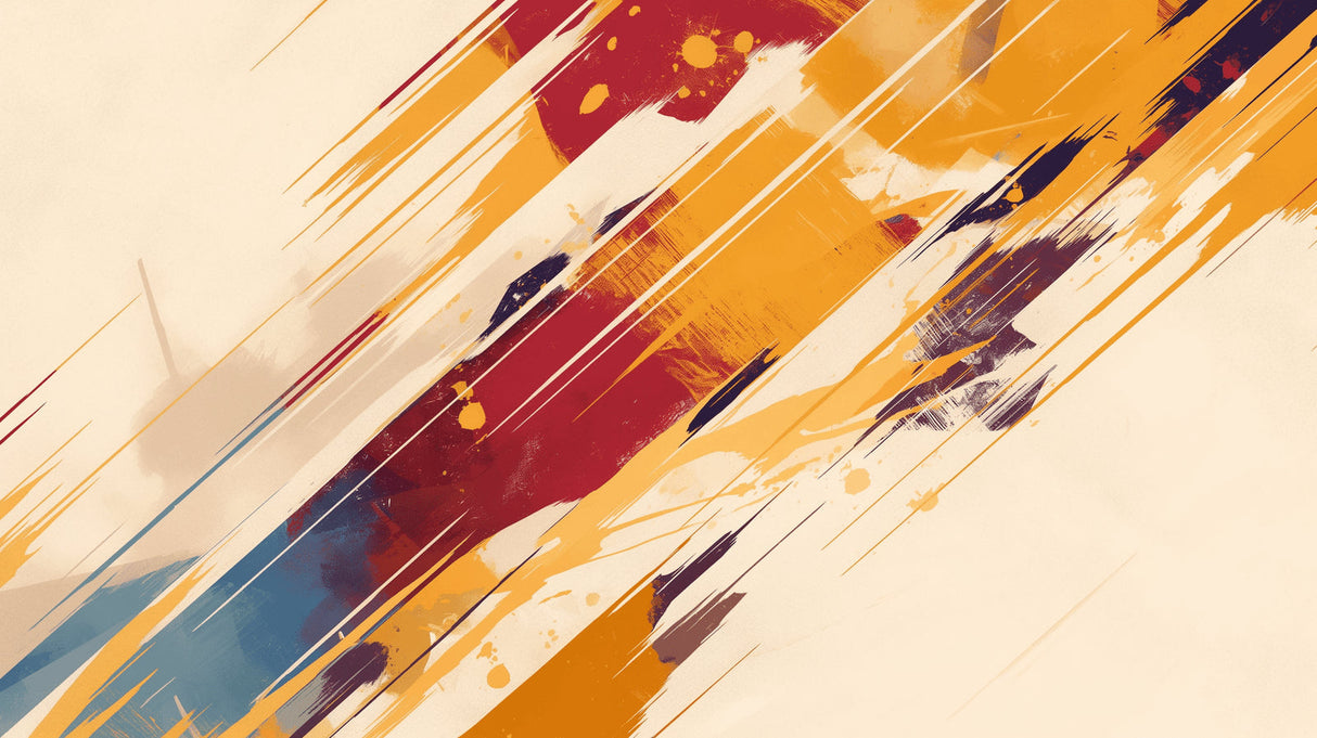 Modern living room featuring Abstract Orange and Red Brushstrokes Wall Mural creating a bold artistic statement