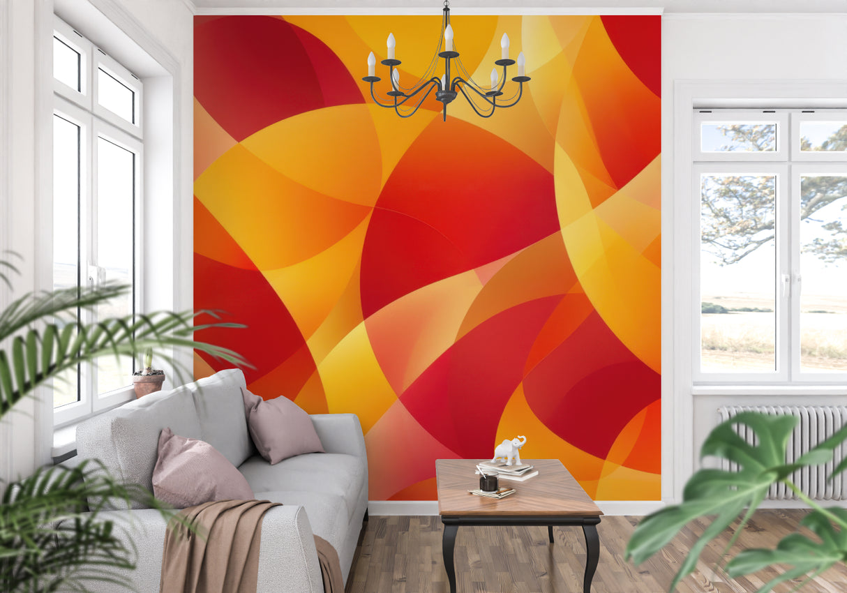 Abstract geometric wallpaper making a statement in a modern bedroom