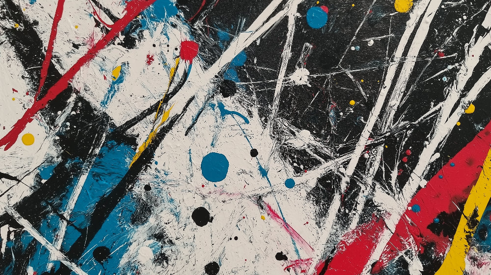 Dynamic paint splash design file showing bold abstract pattern with dramatic color contrasts