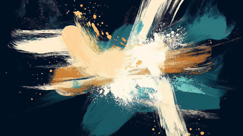Abstract splash design file showing detailed turquoise and gold pattern on deep blue background
