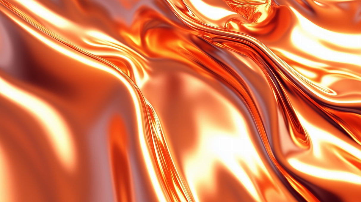 Abstract copper metallic wallpaper design file showing fluid patterns and rich metallic finish