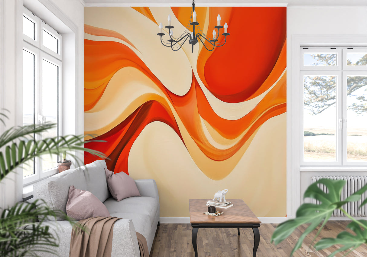 Abstract wave pattern enhancing a modern bedroom wall design