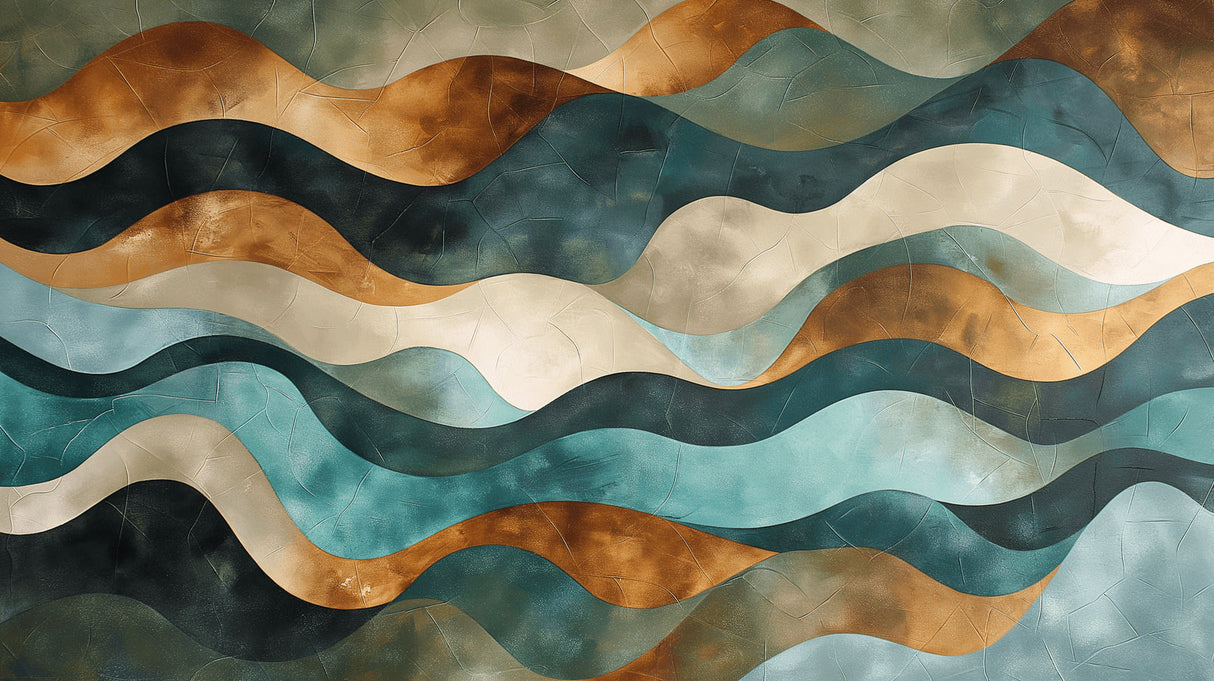 Abstract wave wallpaper design file showing fluid teal and gold pattern with metallic effects