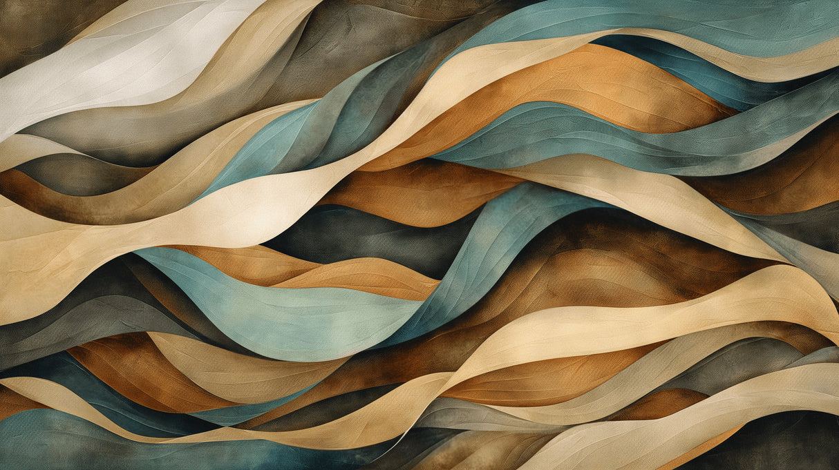 Abstract teal and gold wave design file showing fluid pattern and precise color details