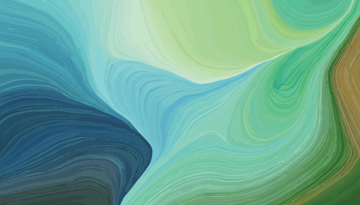 Abstract fluid wave pattern design file showing detailed green and blue color transitions