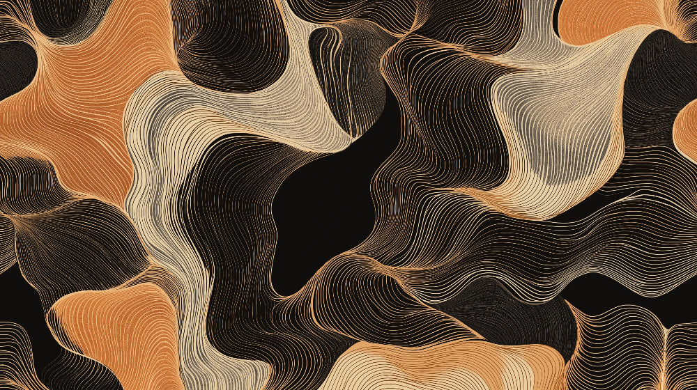 Abstract fluid lines design file showing intricate black and gold pattern detail
