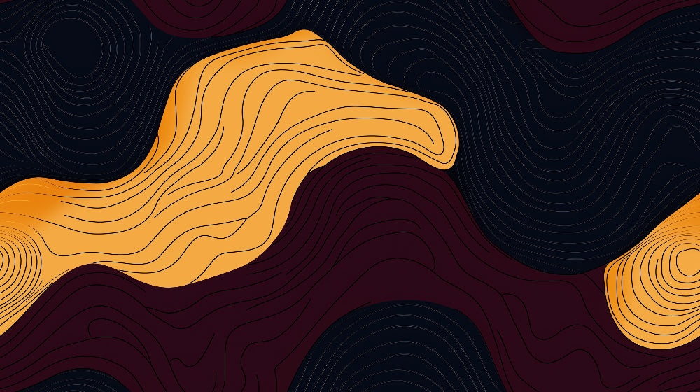 Abstract fluid lines wallpaper design file showing detailed yellow and burgundy pattern on black