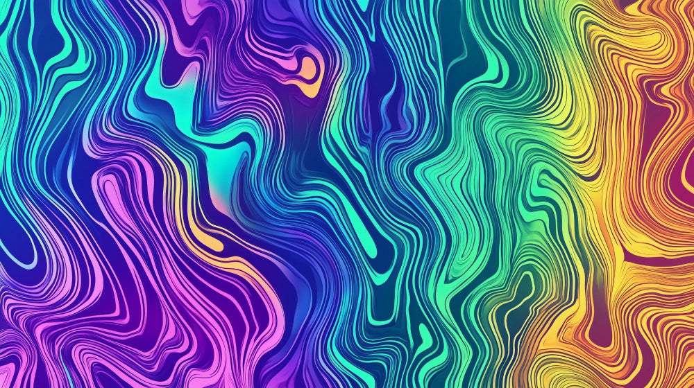 Rainbow wave abstract wallpaper design file showing fluid color transitions and pattern detail