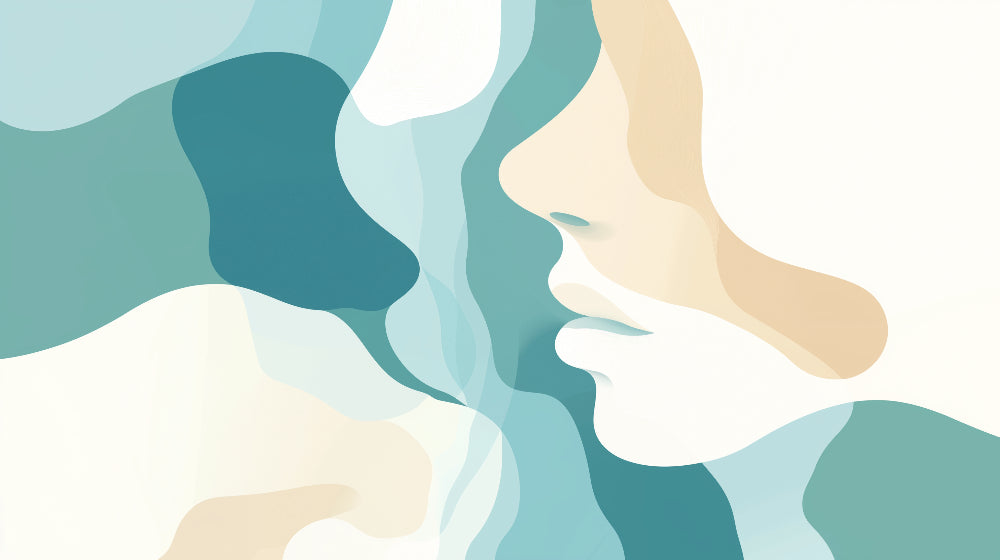 Abstract wallpaper design file showing flowing organic shapes in turquoise and beige tones