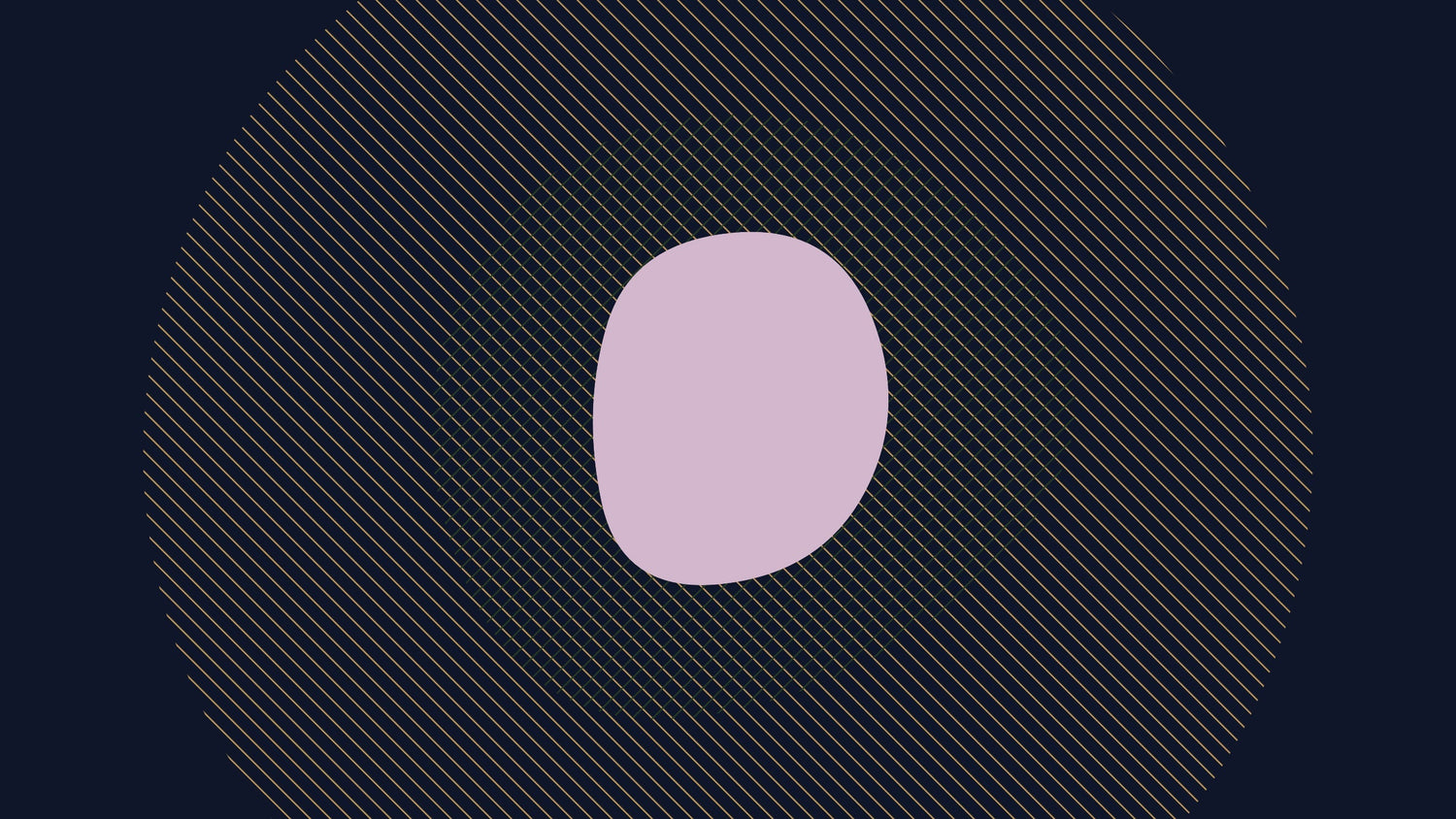 Pink geometric moon wallpaper in a modern living room with grey sofa and golden accents showing perfect harmony