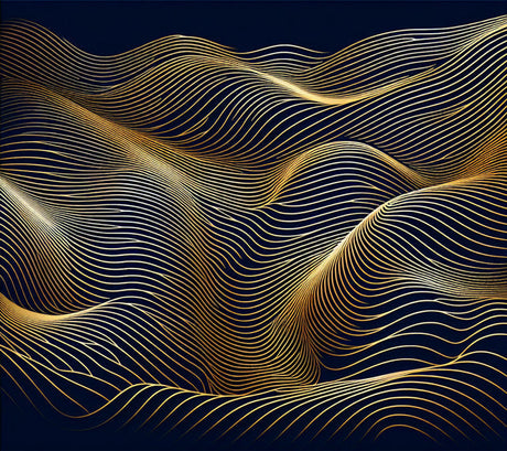 Abstract gold wave lines on navy design file showing intricate pattern detail