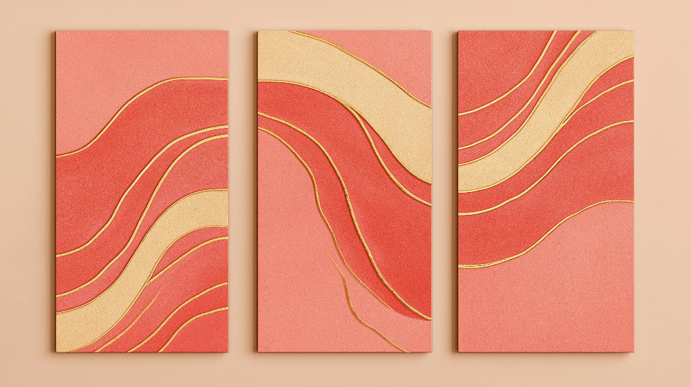Abstract wave pattern design file showing detailed gold lines on pink background
