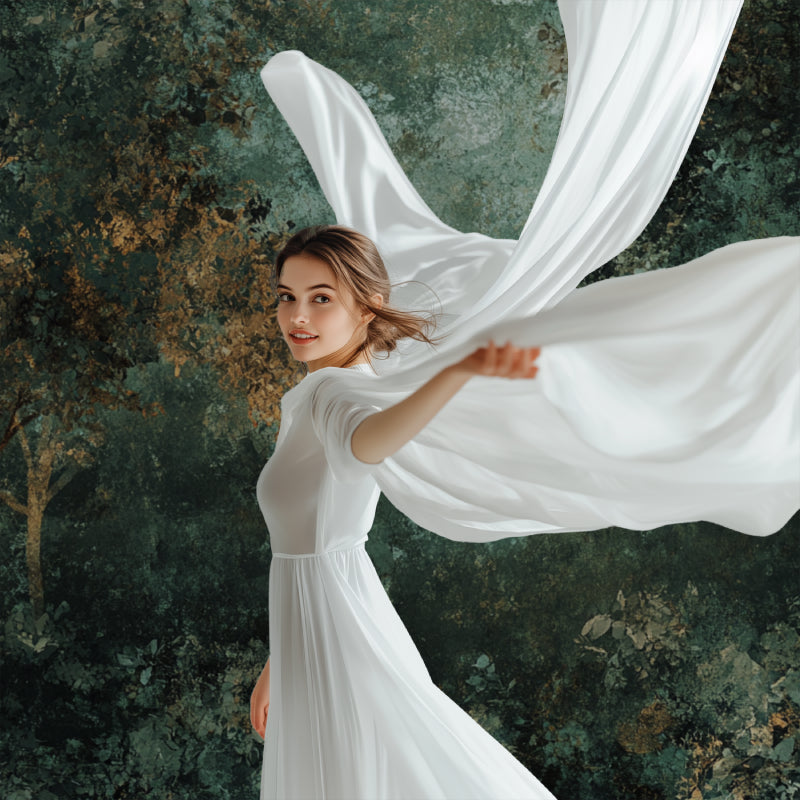 Modern abstract mural in hallway showing metallic gold details