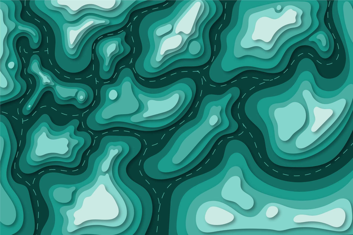 Teal Topographic Wallpaper design file showing intricate layered pattern and gradient details