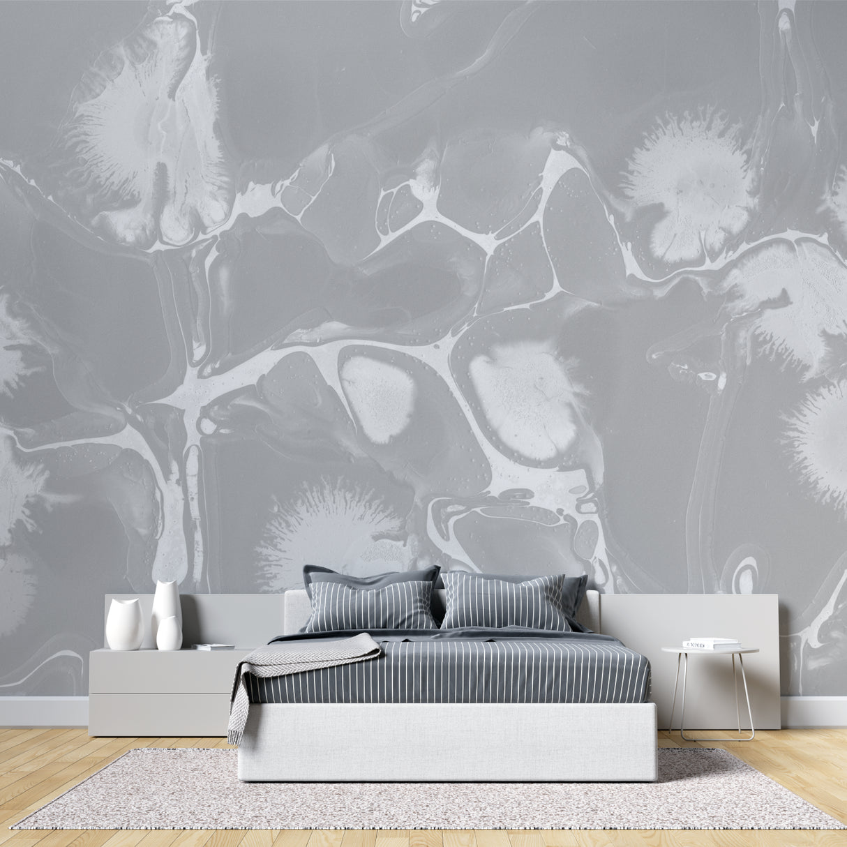 Contemporary marble wallpaper design making a statement in a modern home office