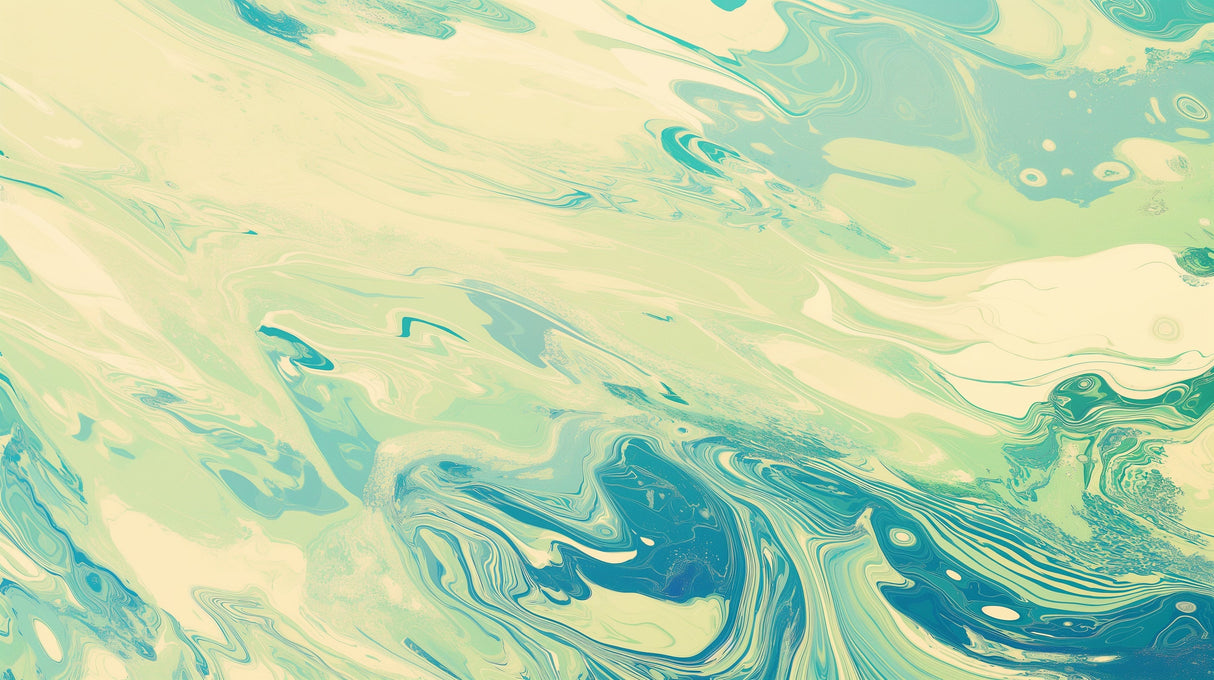 Turquoise abstract ocean wallpaper design file showing fluid marble pattern and wave details