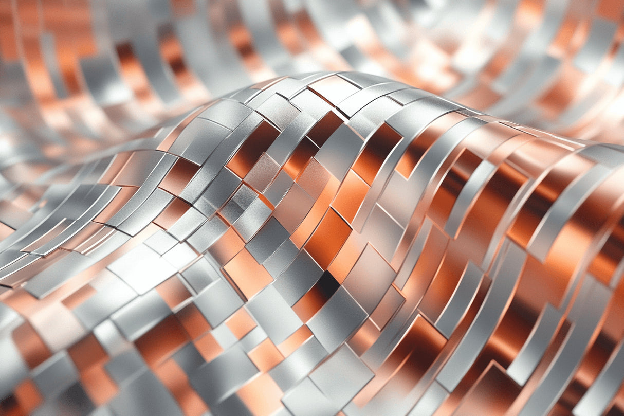 Design file showing metallic silver and terracotta wave pattern with 3D effect