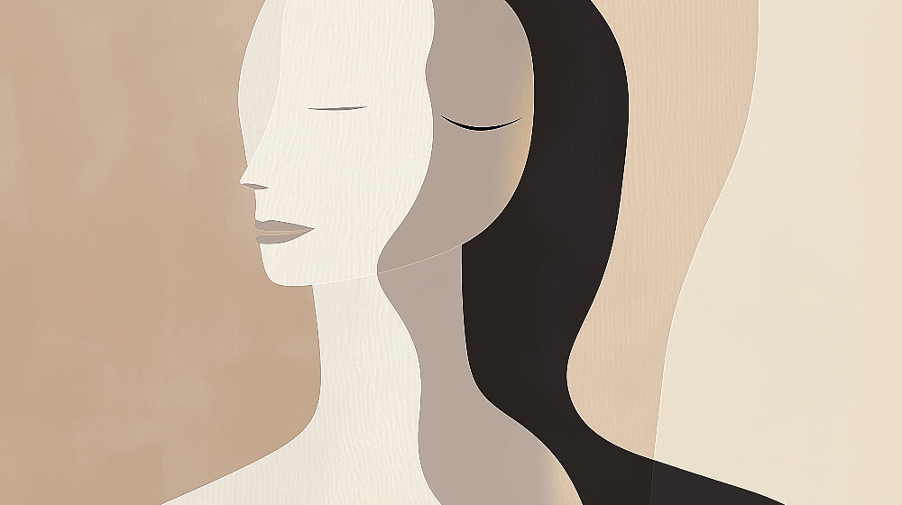 Abstract Face Wallpaper design file showing elegant minimalist profiles in neutral tones