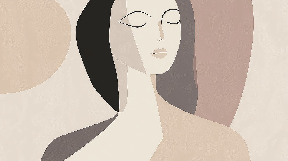 Abstract Face Line Art design file showing elegant minimalist pattern in neutral tones