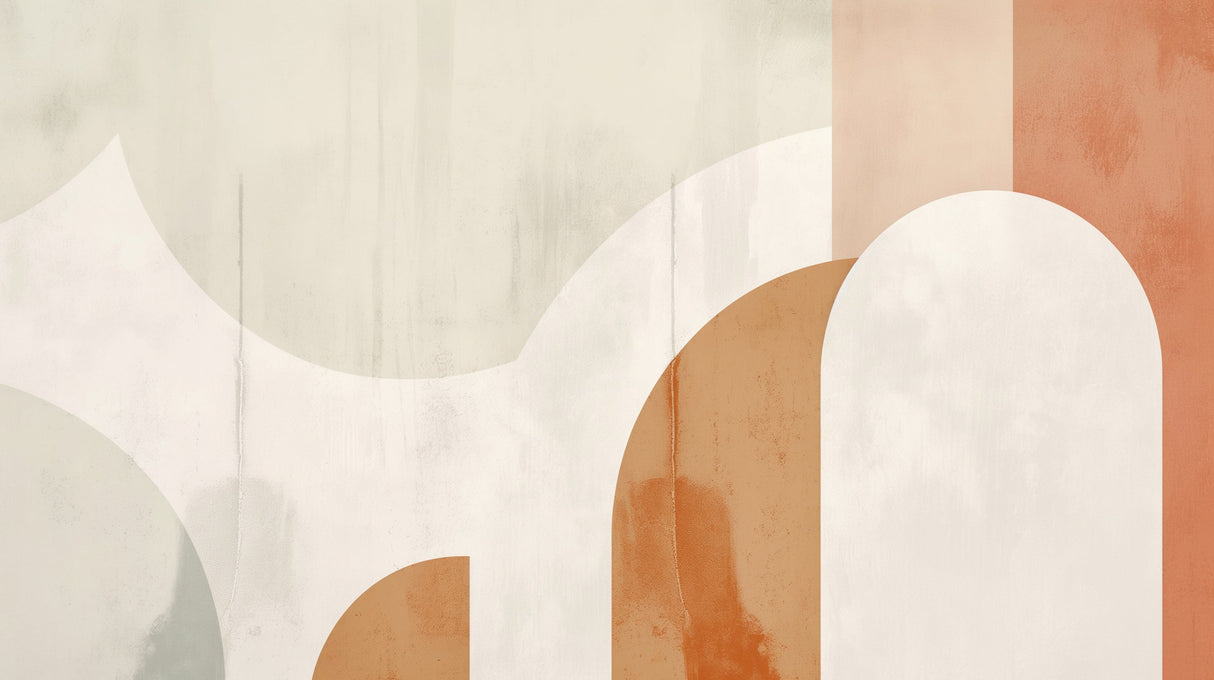 Abstract arches wall mural design file showing terracotta and white curved patterns