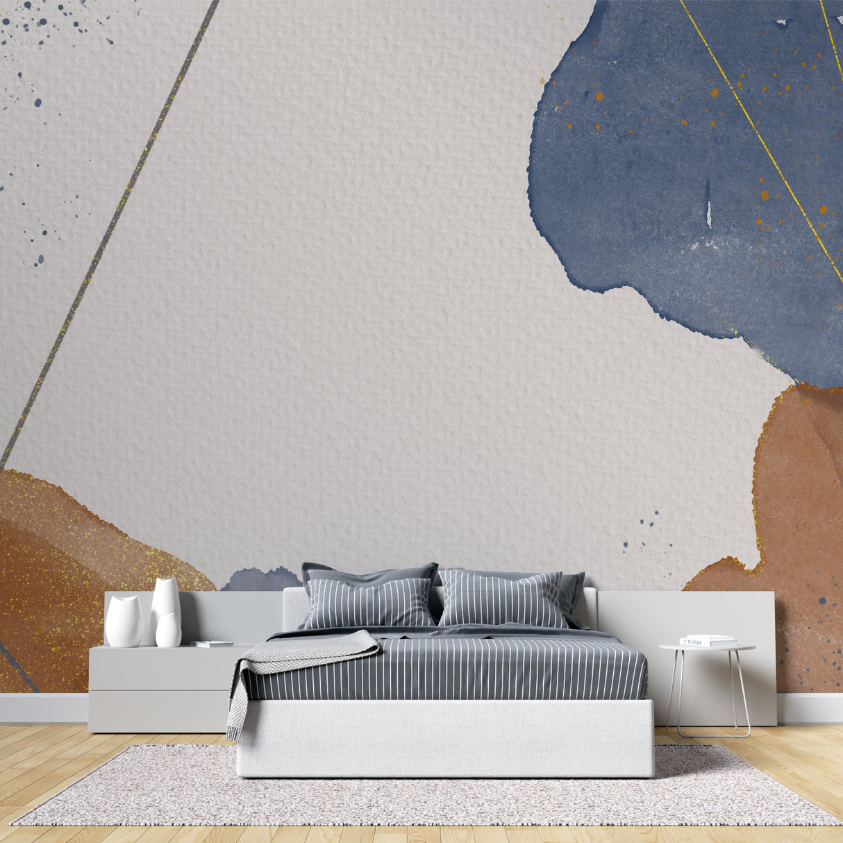 Abstract wall mural bringing artistic flair to an elegant entrance hall