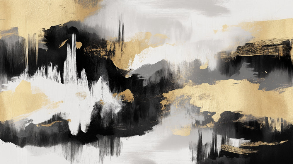 Black and gold abstract wallpaper design file showing detailed brushstrokes and metallic elements