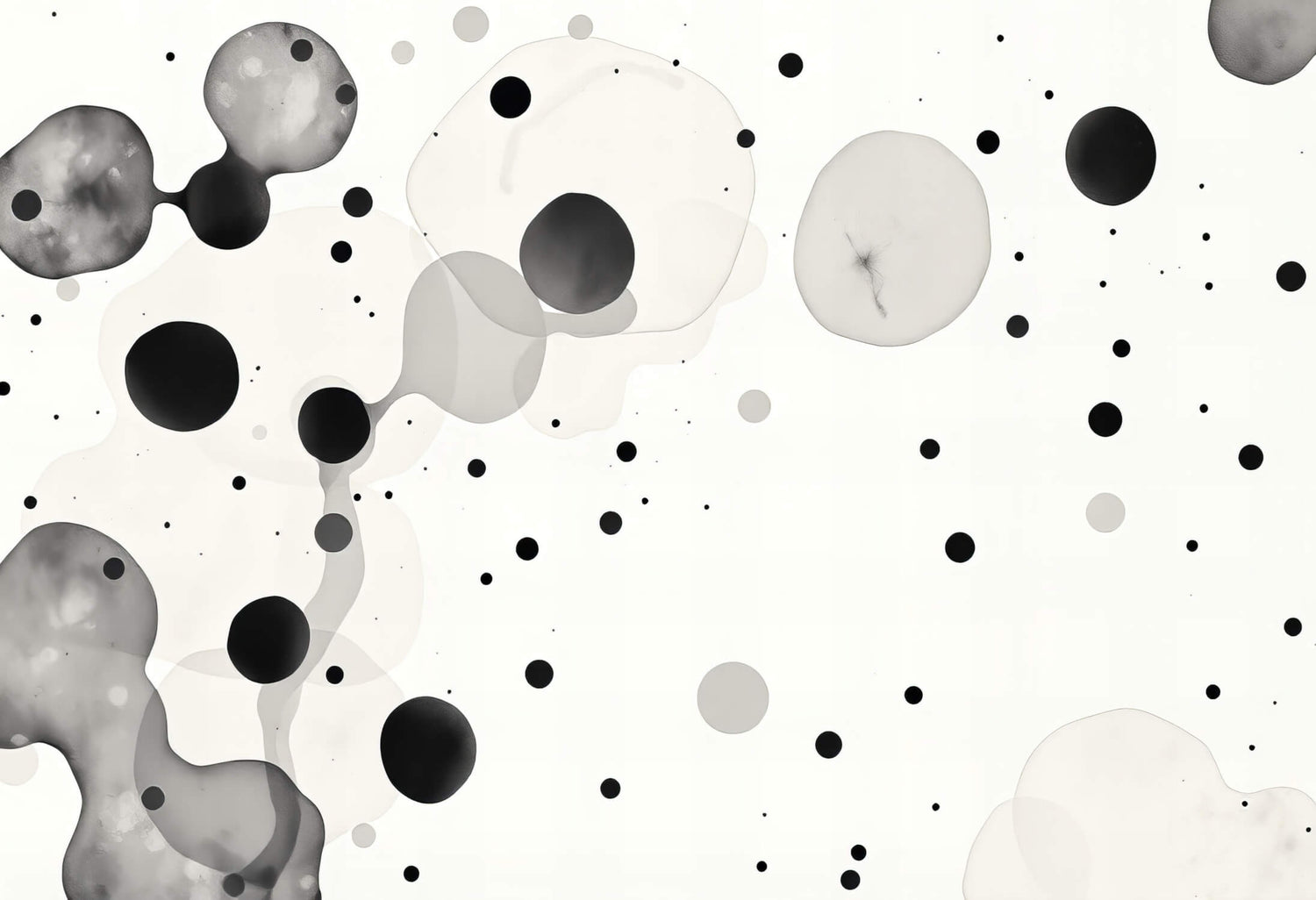 Design file showing floating black and white circles pattern on white background