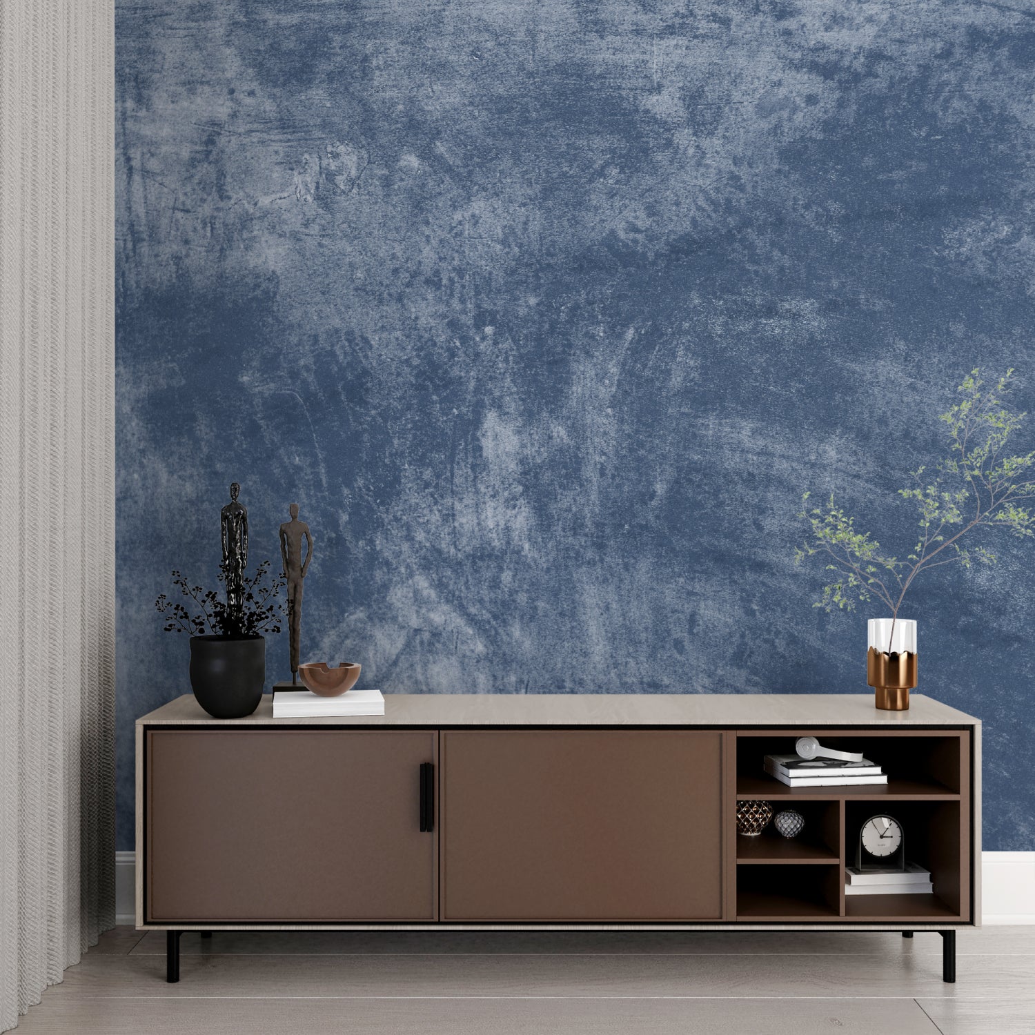 Modern stone effect mural featured in an upscale hotel lobby setting