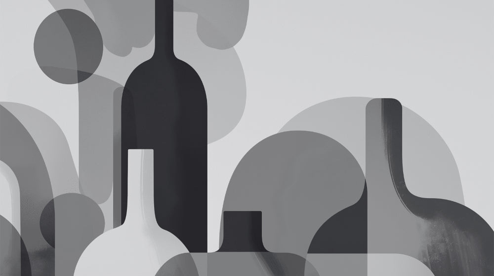 Abstract bottle wallpaper design file showing elegant grey silhouettes on white background
