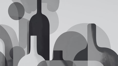 Abstract bottle wallpaper design file showing elegant grey silhouettes on white background