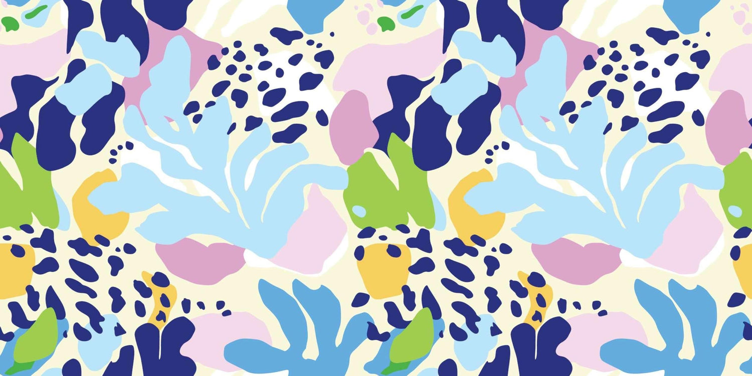 Abstract floral design file showing detailed pattern of organic shapes in blue and pink